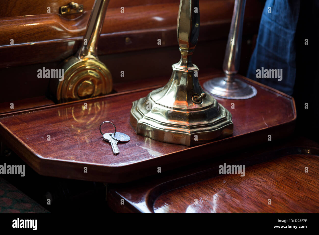 Venice Simplon-Orient-Express Wagen, Kabinenausstattung, Nahaufnahme von der Kabine Schlüssel Stockfoto