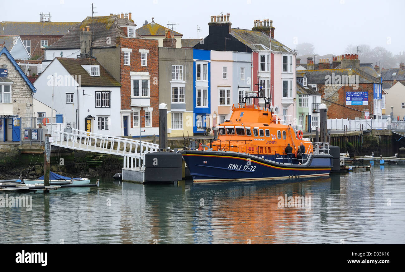 RNLB Rettungsboot Ernest und Mabel Weymouth Hafen Kai Dorset England uk Stockfoto