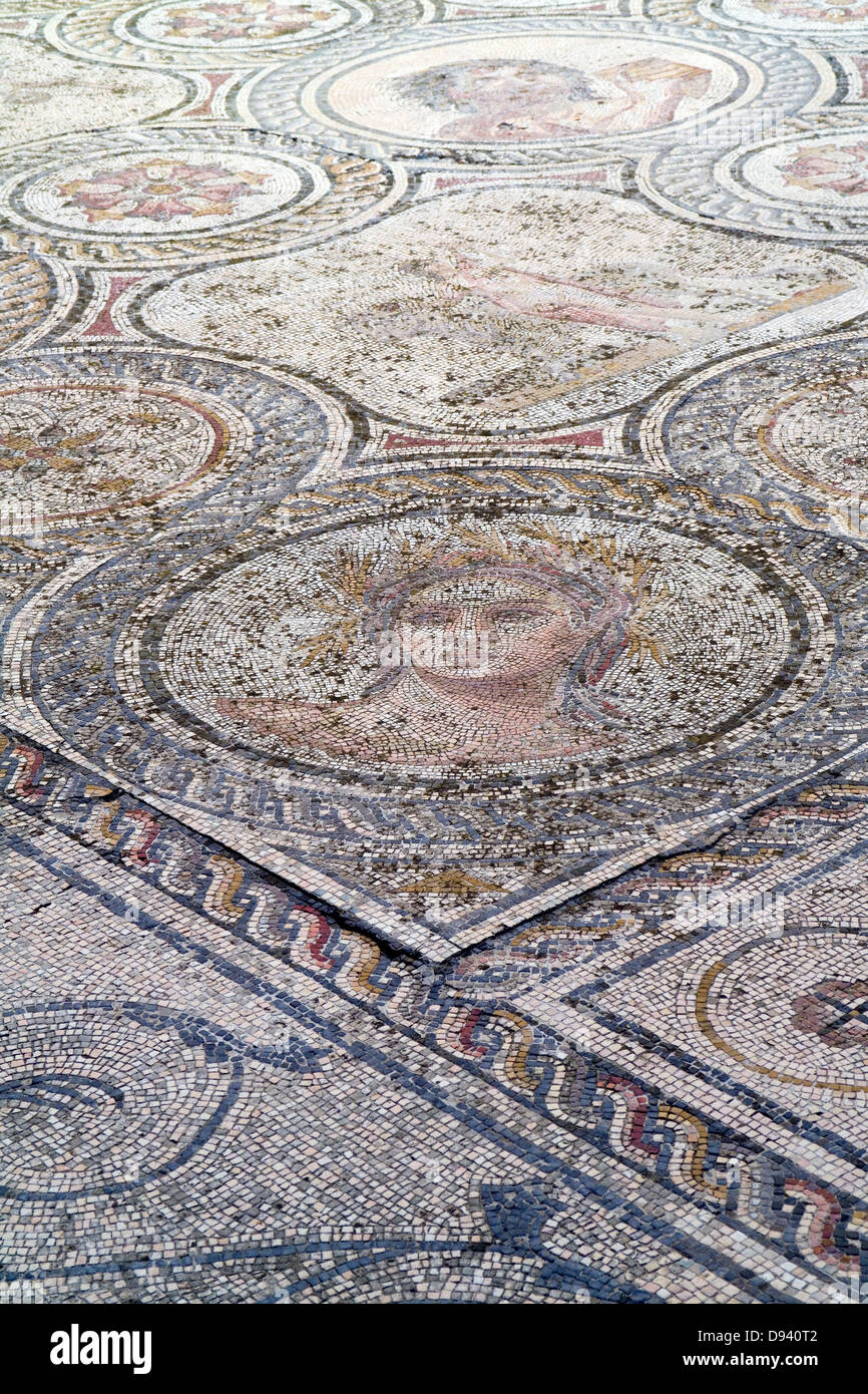Antike Mosaik Boden im Palacio de Lebrija in Sevilla, Andalusien, Spanien Stockfoto