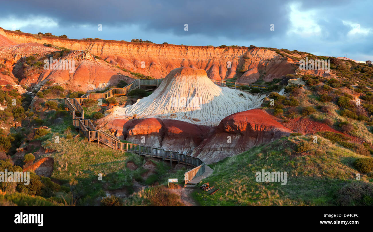 Erosion Landschaftsformen Treppe Klippe Ton Landschaft erosive Wanderweg Wanderweg Hallett Cove South Australia Stockfoto