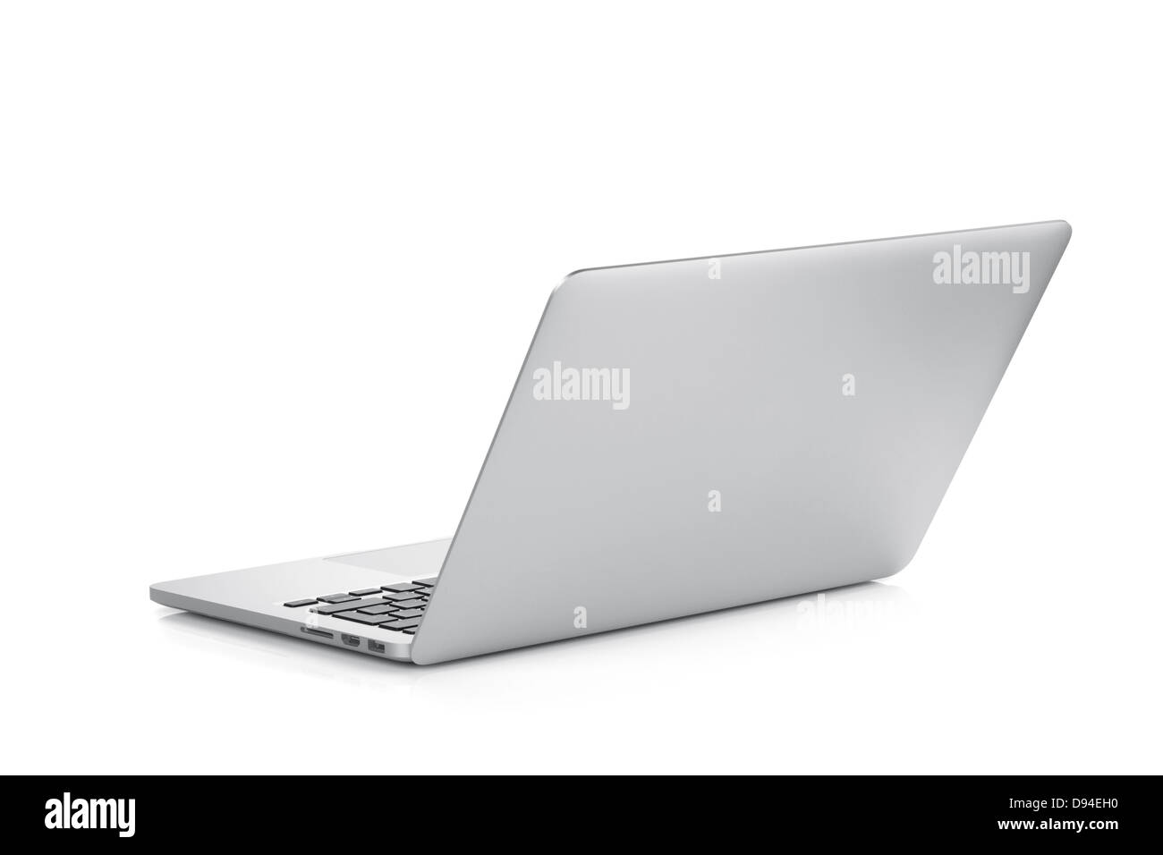 Laptop. Sicht nach hinten. Isoliert auf weißem Hintergrund Stockfoto