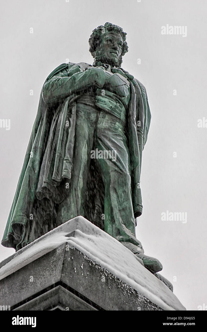 Puschkin-Statue am Puschkin-Platz, Moskau, Russland Stockfoto