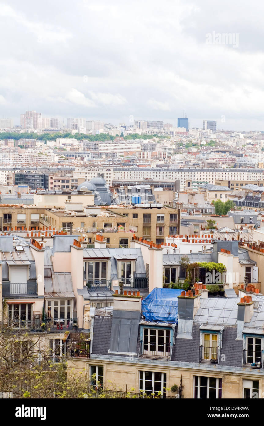 Dächern Paris Frankreich Europa Wohngegend Tour Montparnasse Turm hoch Panorama Panoramablick Tourismus Reisen sind Stockfoto