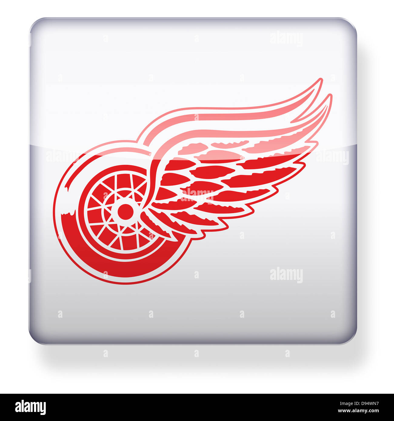 Detroit Red Wings-Eishockey-Team-Logo als ein app-Symbol. Clipping-Pfad enthalten. Stockfoto