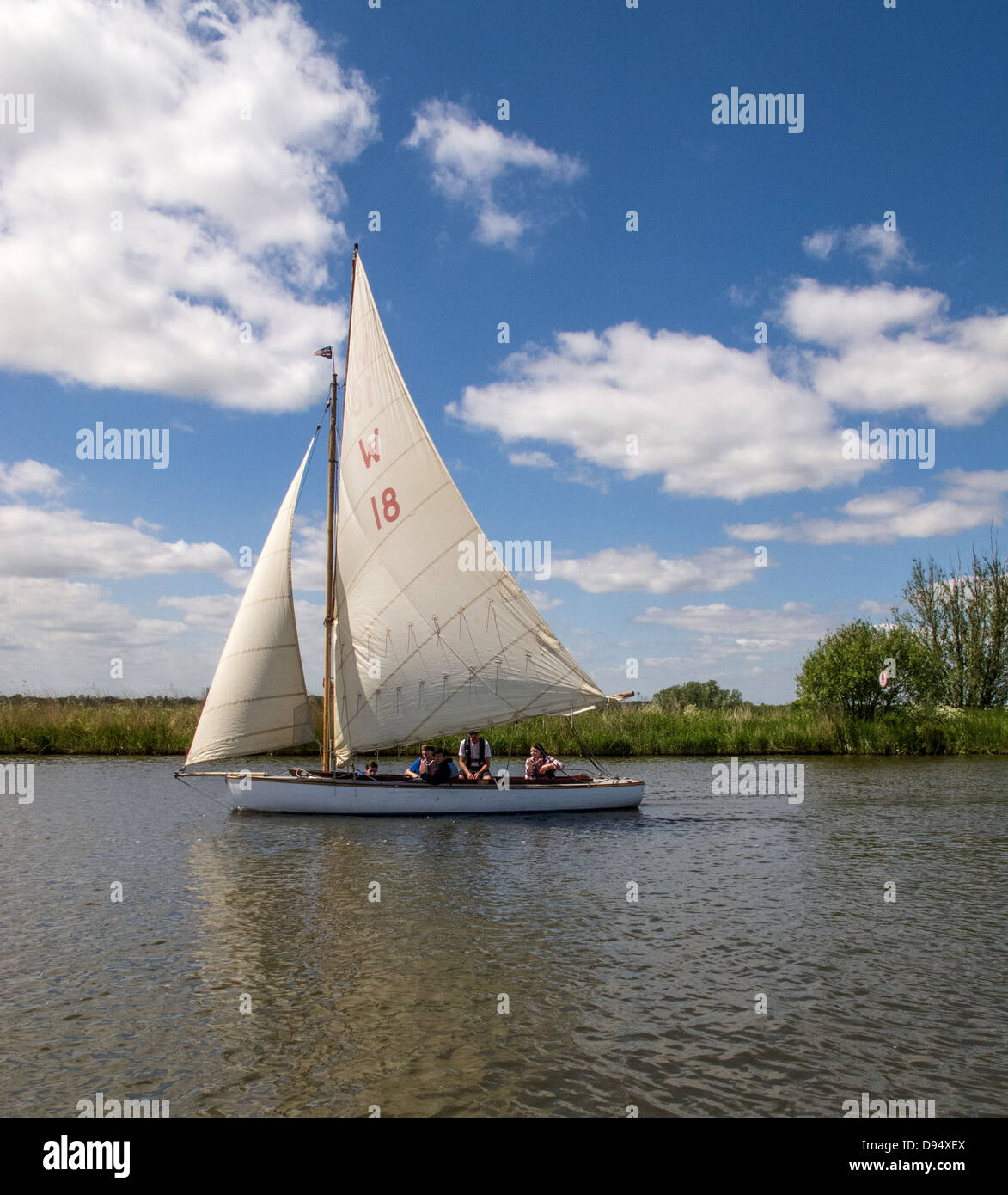 Bootfahren auf der Norfolk Broads, England Stockfoto