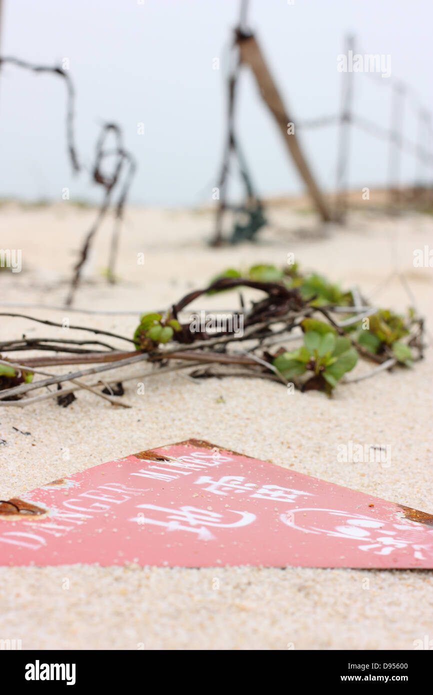 Ein Minenfeld Warnzeichen. Kinmen County, Taiwan Stockfoto