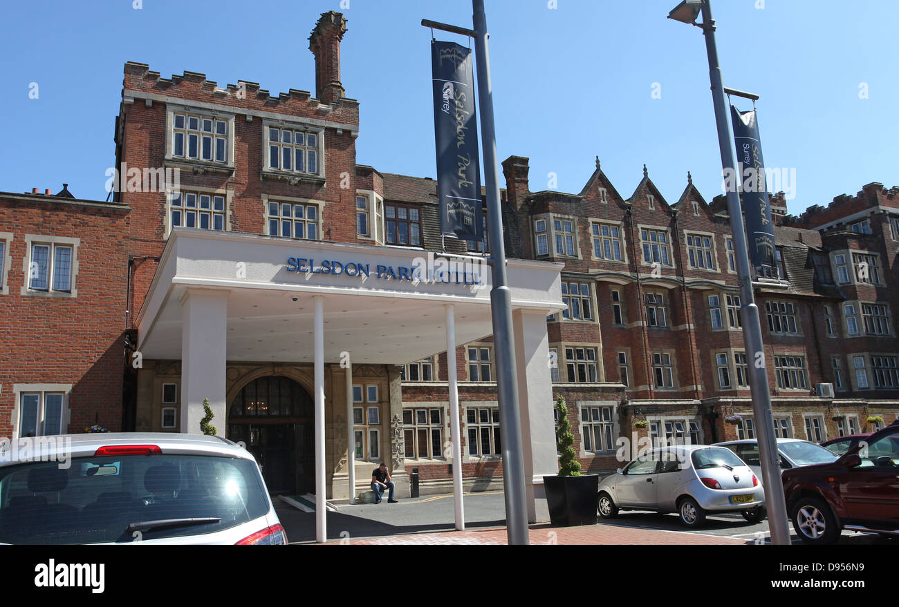 Vorderseite des Selsdon Park Hotel und Golfclub, Croydon, Surrey Stockfoto