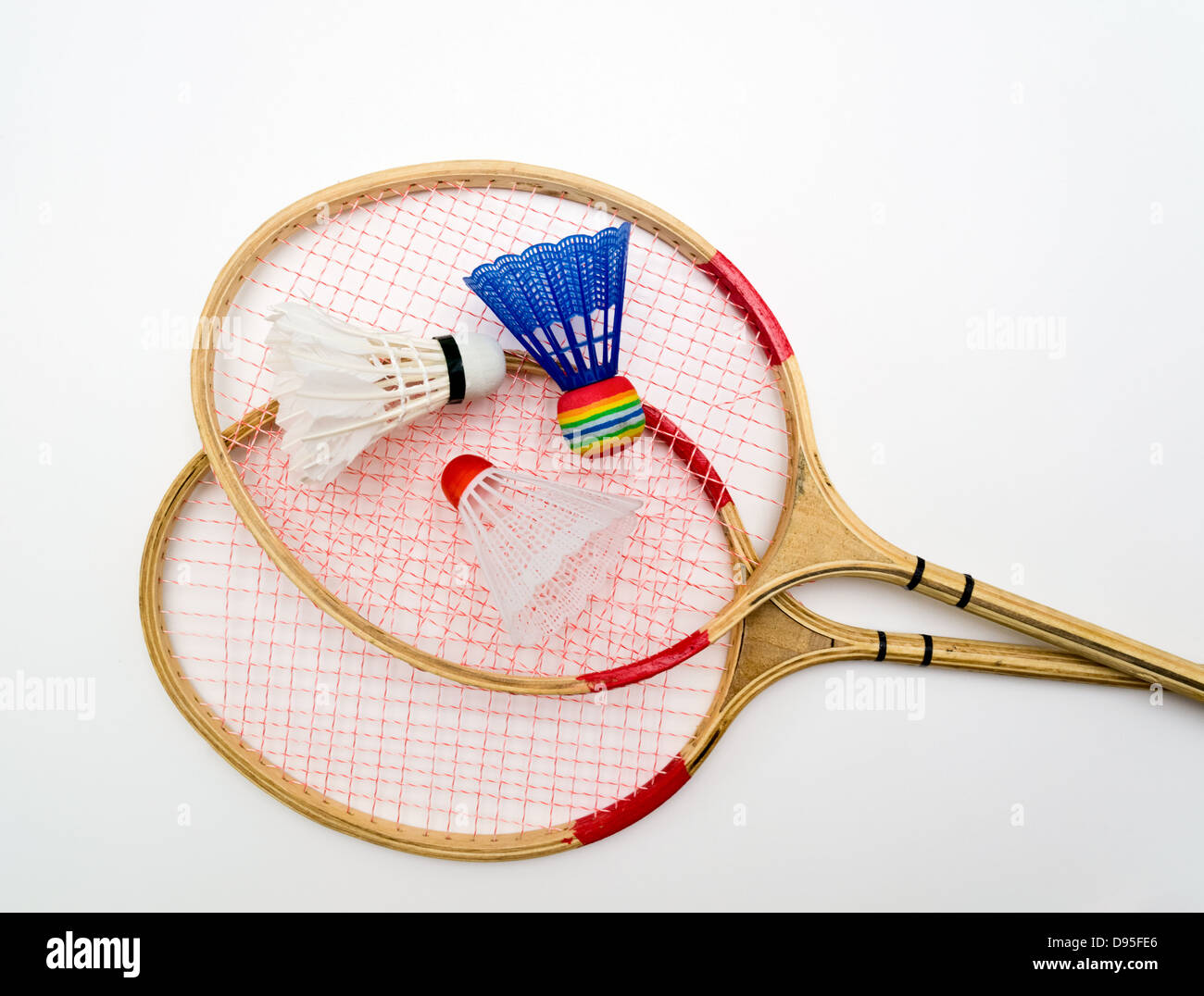 Zwei Schläger für badminton Stockfoto