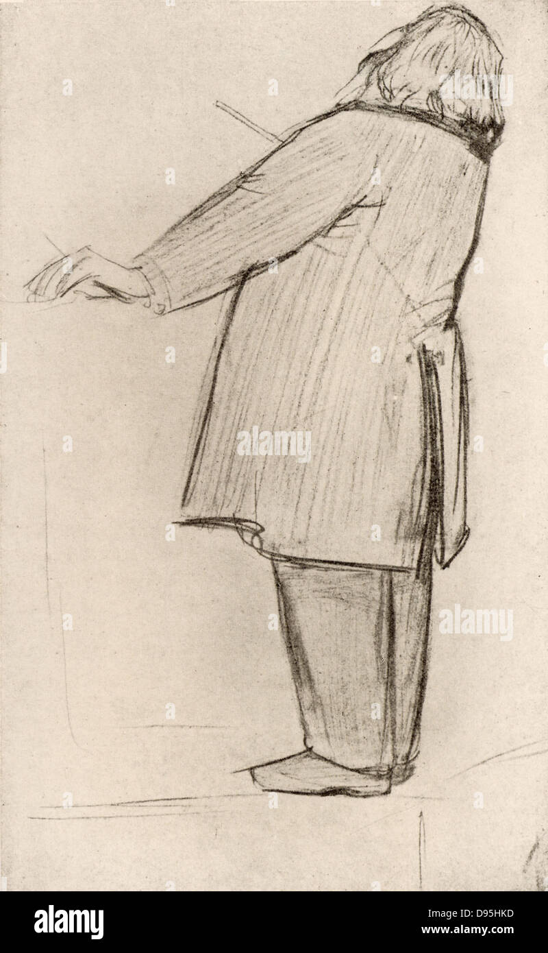 Johannes Brahms (1833-1897) deutscher Komponist, dirigieren. Aus Zeichnung von Willy von Beckerath. Halbton. Stockfoto