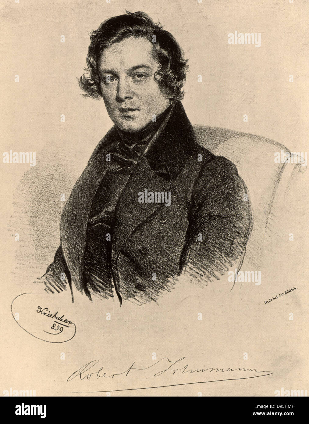 Deutschen romantischen Komponisten Robert Schumann (1810-1856). Lithographie. Stockfoto