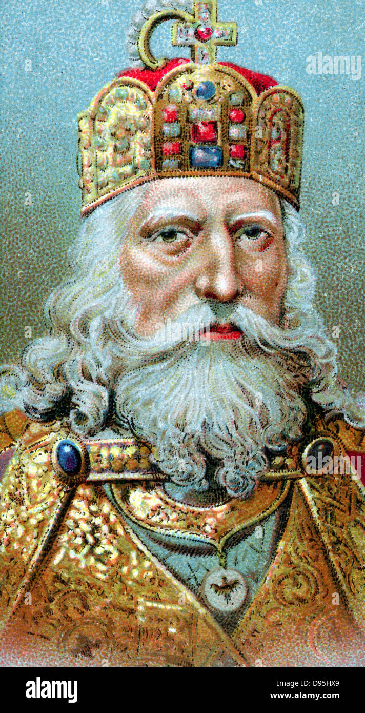 Karl der Große Karls des Großen (747-814), König der Franken; gekrönt Christian Kaiser des Westens in St. Peter, Rom am Weihnachtstag 800. Chromolithograph c 1920. Stockfoto