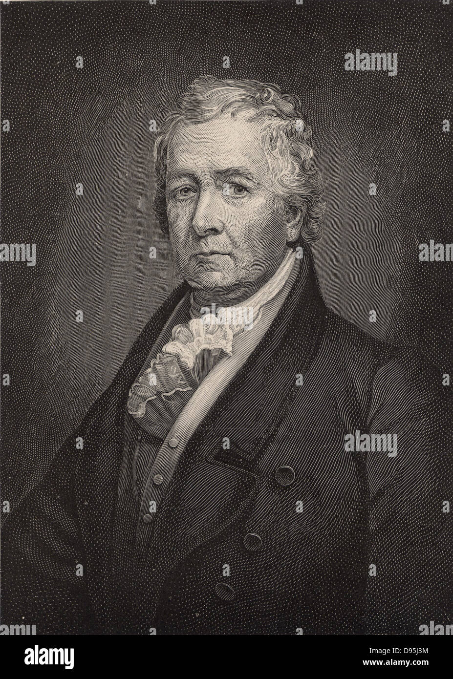 Samuel Latham Mitchill (1764-1831), amerikanischer Wissenschaftler, Arzt und Politiker. Im Jahre 1795 beschrieb er die Narkose Eigenschaften von Distickstoffmonoxid (Lachgas), fünf Jahre früher als Humphry Davy. Gravur, 1896. Stockfoto