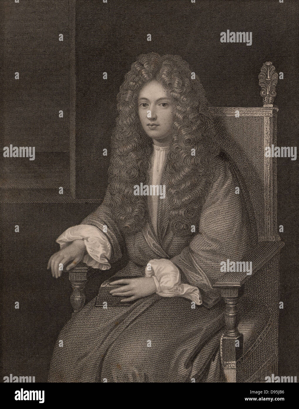 Robert Boyle (1627-1691), Anglo-irischer Chemiker und Physiker, als junger Mann. Gravur. Stockfoto