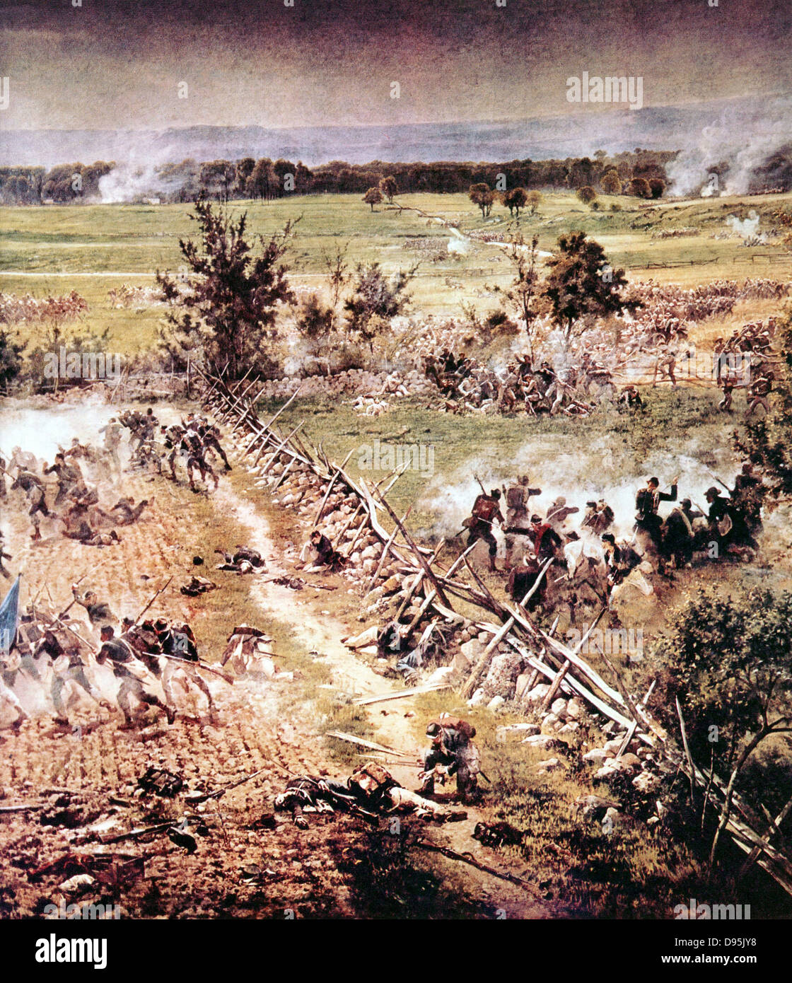 American Civil War - Schlacht von Gettysburg 1-3 Juli 1863. Schwere Verluste auf beiden Seiten, 43.000 in allen. Stockfoto