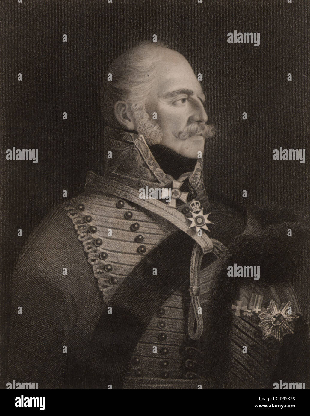 Ernst August, Herzog von Cumberland, König von Hannover (1771-1851), fünfter Sohn von Georg III. von Großbritannien. Nach dem Tod von Wilhelm IV., Victoria ist es gelungen, in Großbritannien aber die Hannoverschen Erbfolge wurde vorbehaltlich der Salischen Gesetz. Als Mann William IV erben, wurde er als König von Hannover Ernst August I. Gravur. Stockfoto