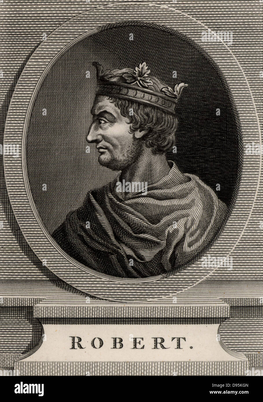 Robert II. der fromme (971-1031) Mitglied der Dynastie der Kapetinger.  König von Frankreich von 996. Kupferstich, 1793. Stockfoto