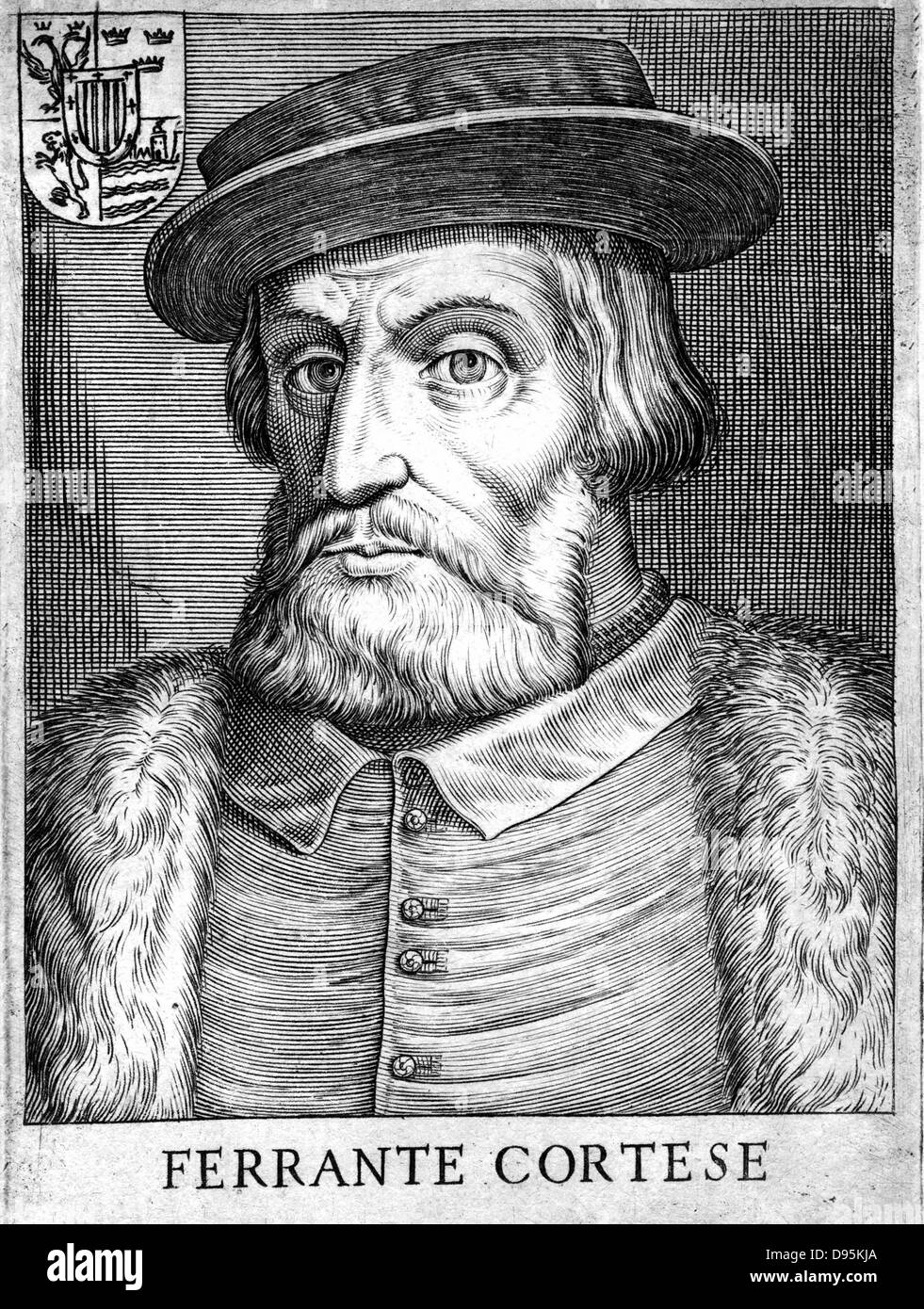 Hernando Cortez oder Cortes (1485-1547) Spanisch Konquistador, der Mexiko erobert. Kupferstich. Stockfoto