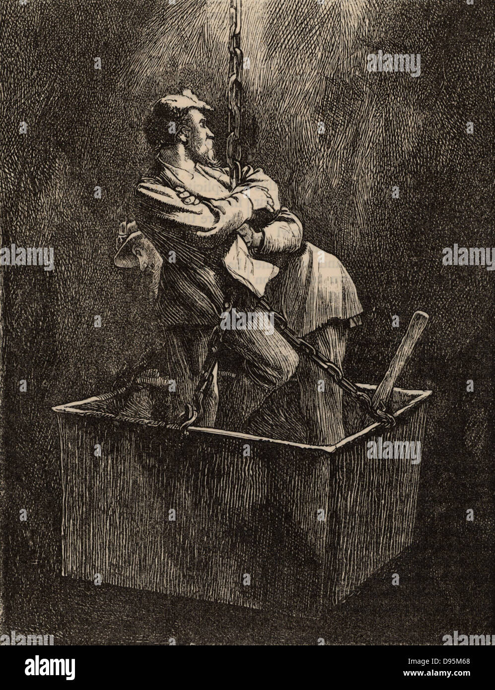 Explorers absteigend ein Schacht nach einem Unfall, Northumberland, Durham, England. Von "Gute Worte" (London, 1871). Stockfoto