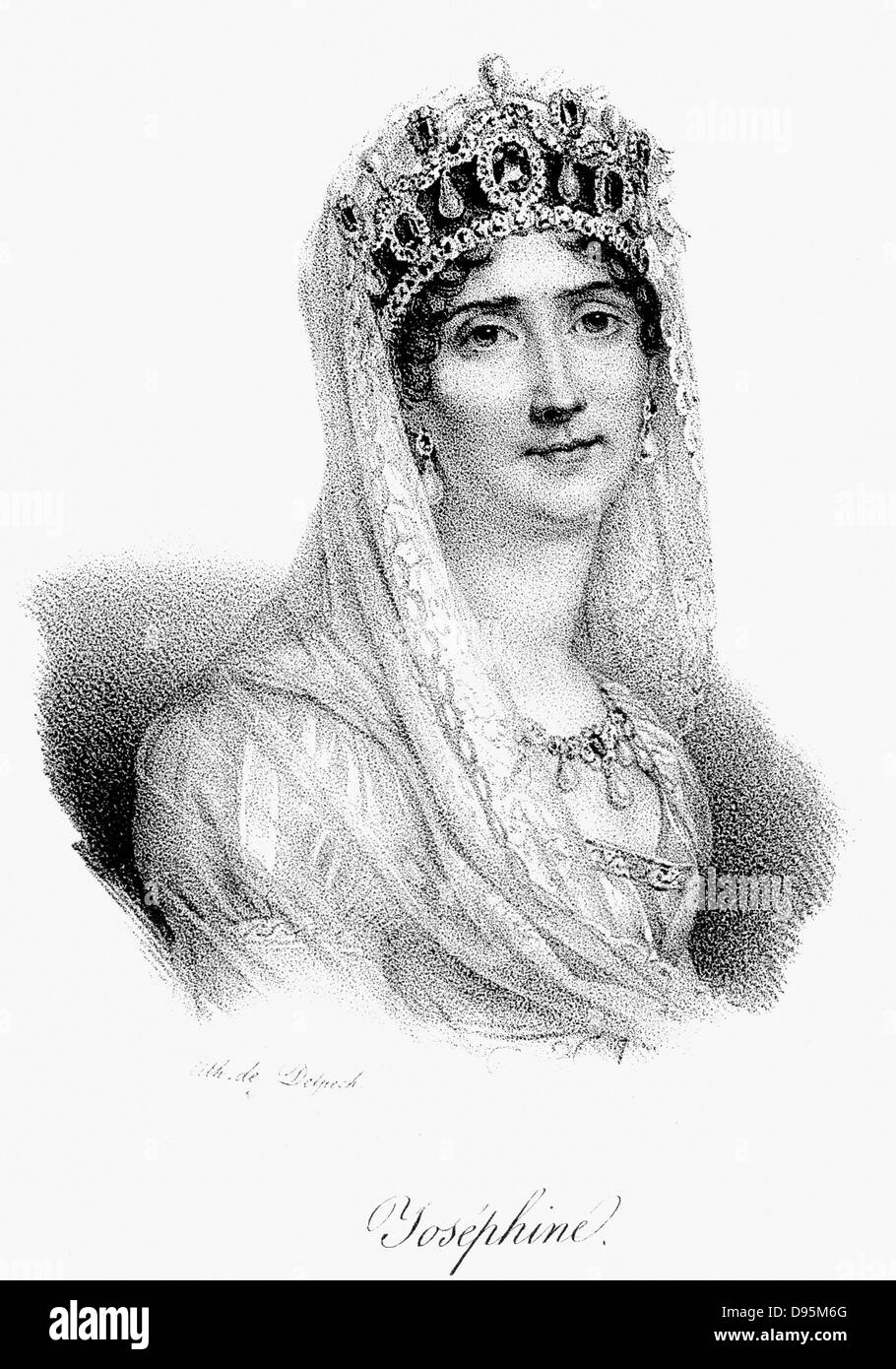 Josephine (1763-1814) Kaiserin von Frankreich. Ehefrau von Napoleon ich 1798-1809. Lithographie c1830. Stockfoto
