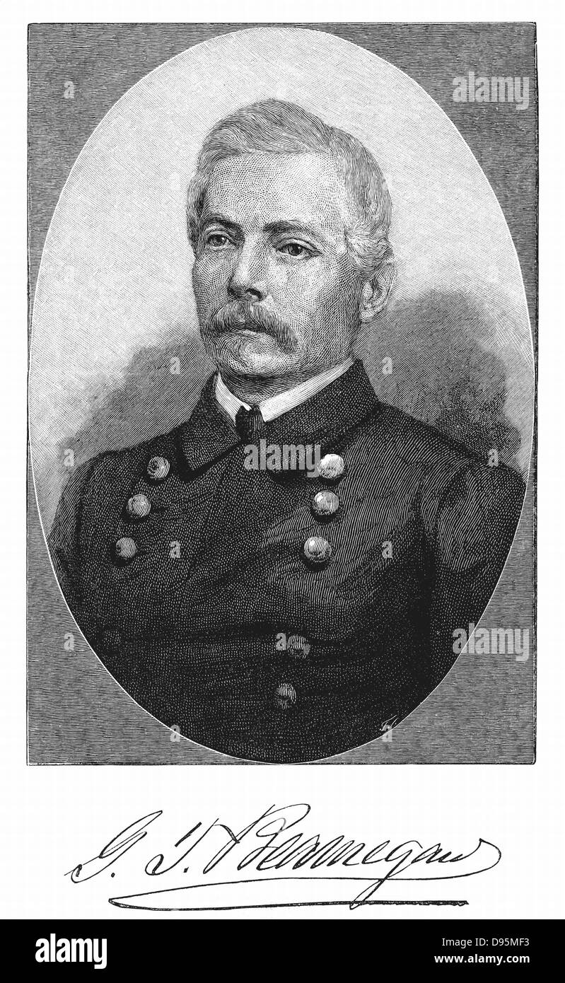 Pierre Gustave Toutant Beauregard (1813-183) amerikanischen Konföderierten (südlichen) Soldat im Jahr 1863. Amerikanischer Bürgerkrieg 1861-63. Gravur. Stockfoto