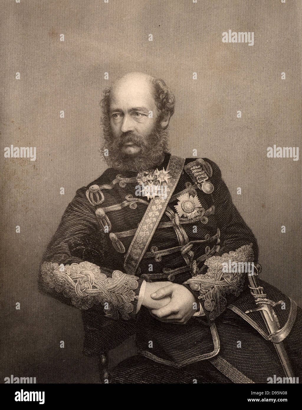Charles George Bingham, 3. Earl of Lucan (1800-1888 Englischer Soldat. Die britische Kavallerie im Krimkrieg (1853-1856) Russisch-türkischen Krieg befohlen). Die Verantwortung für die schweren Brigade in der Schlacht von Balaclava, 1854. Gravur von "Die illustrierte Nachrichten der Welt' (London, c 1860). Stockfoto