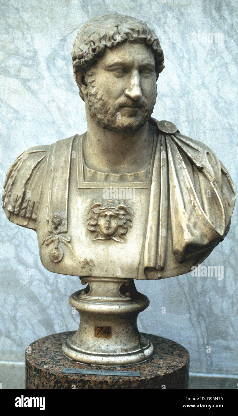 Hadrian: Publius Aelius Hadrianus (76-138) römischer Kaiser von 117. Gründer von Adrianopolis. Porträtbüste. Stockfoto