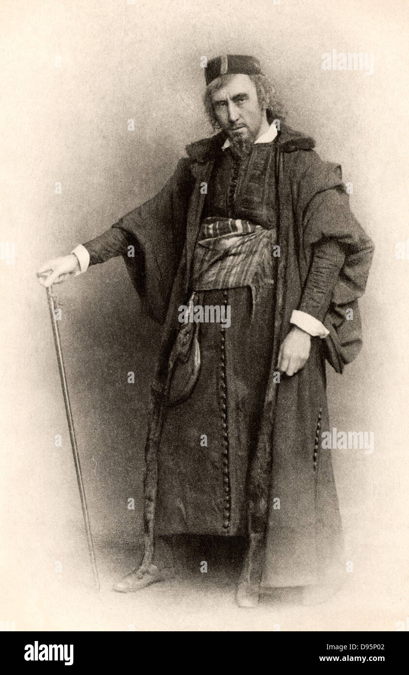 Henry Irving (1838-1905), englischer Schauspieler - Manager, der erste Schauspieler mit einem Orden (1895) geehrt. Irving als Shylock in "Der Kaufmann von Venedig" von William Shakespeare. Er stellte seine Produktion am Lyceum Theatre, London, 1879. Photogravure c 1890. Stockfoto