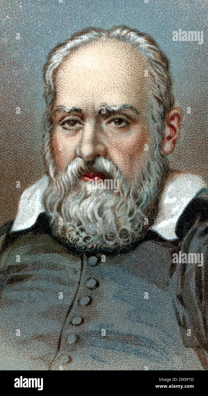 Galileo Galilei (1564-1642), italienischer Astronom und Mathematiker. Farblitho nach Porträt von Sustermans Stockfoto