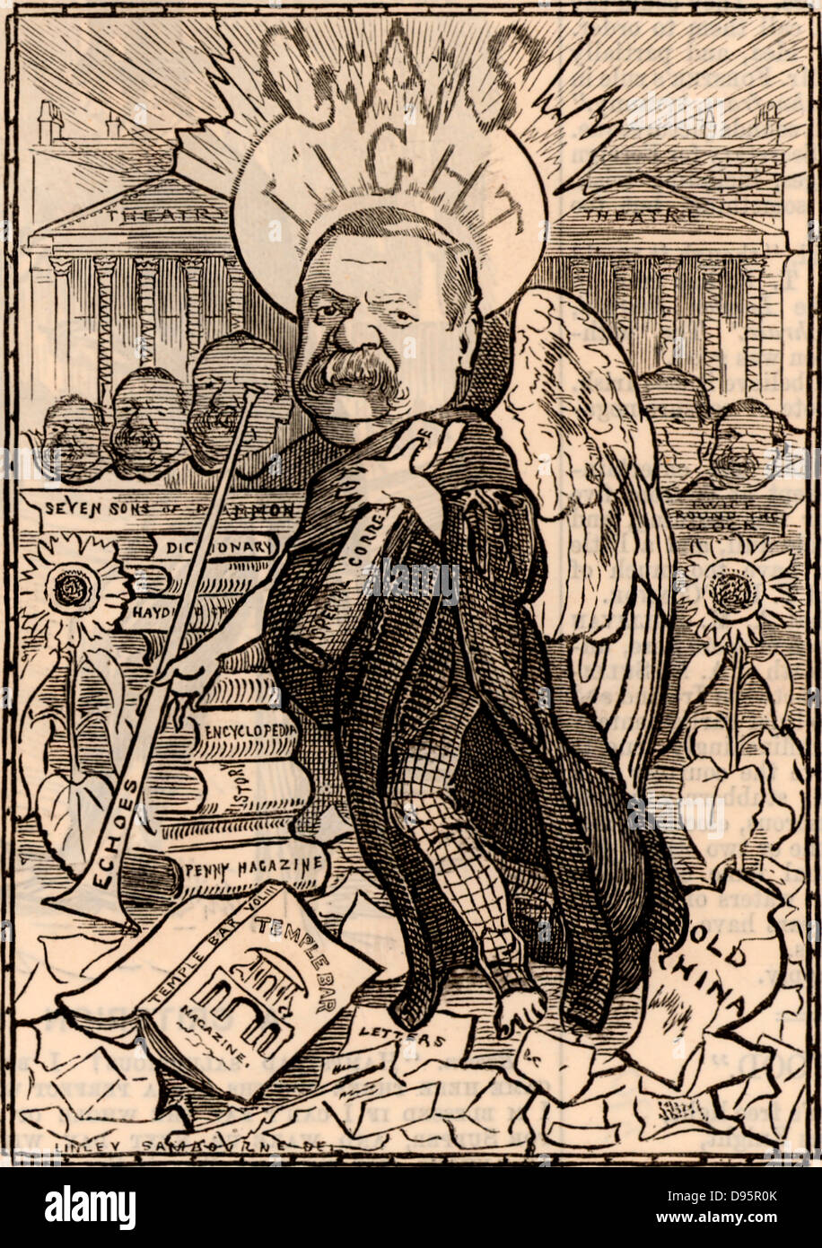 George Augustus Henry Sala (1828-1925), englischer Journalist, in London geboren. Cartoon von Edward Linley Sambourne in der Punch Fancy Porträts aus der Serie 'Lochen' (London, 27. August 1881). Stockfoto