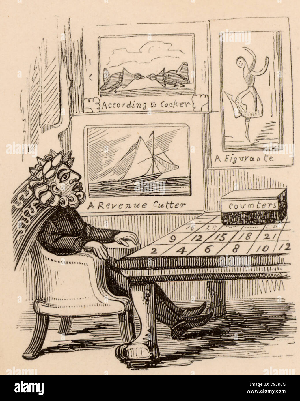 Joseph Hume (1777-1855) Schottischer radikale Politiker und politischen Philosophen (Benthemite). Karikatur aus "Die komischen Jährliche" durch Thomas Hood (London, 1832). Holzschnitt. Stockfoto