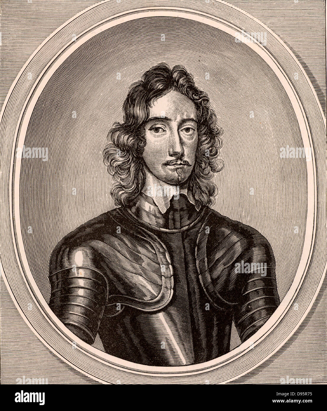 Thomas Fairfax, 3. Baron Fairfax (1612-1671). Während der Englischen Bürgerkriege war er Oberbefehlshaber der parlamentarischen Kräfte und besiegte Charles I. in der Schlacht von Naseby, 14. Juni 1645. Gravur. Stockfoto