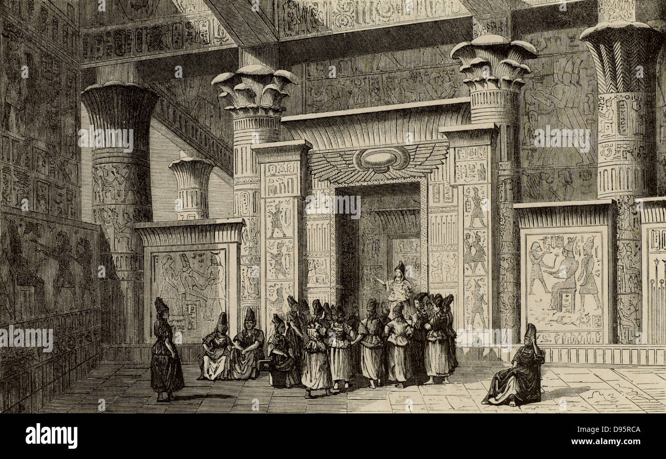 Pythagoras (6. Jahrhundert v. Chr.) Antiken griechischen Philosophen und Mathematiker, mit der ägyptischen Priester. Gravur von "Mias des Savants Illustres" von Louis Figuier (Paris 1866). Stockfoto