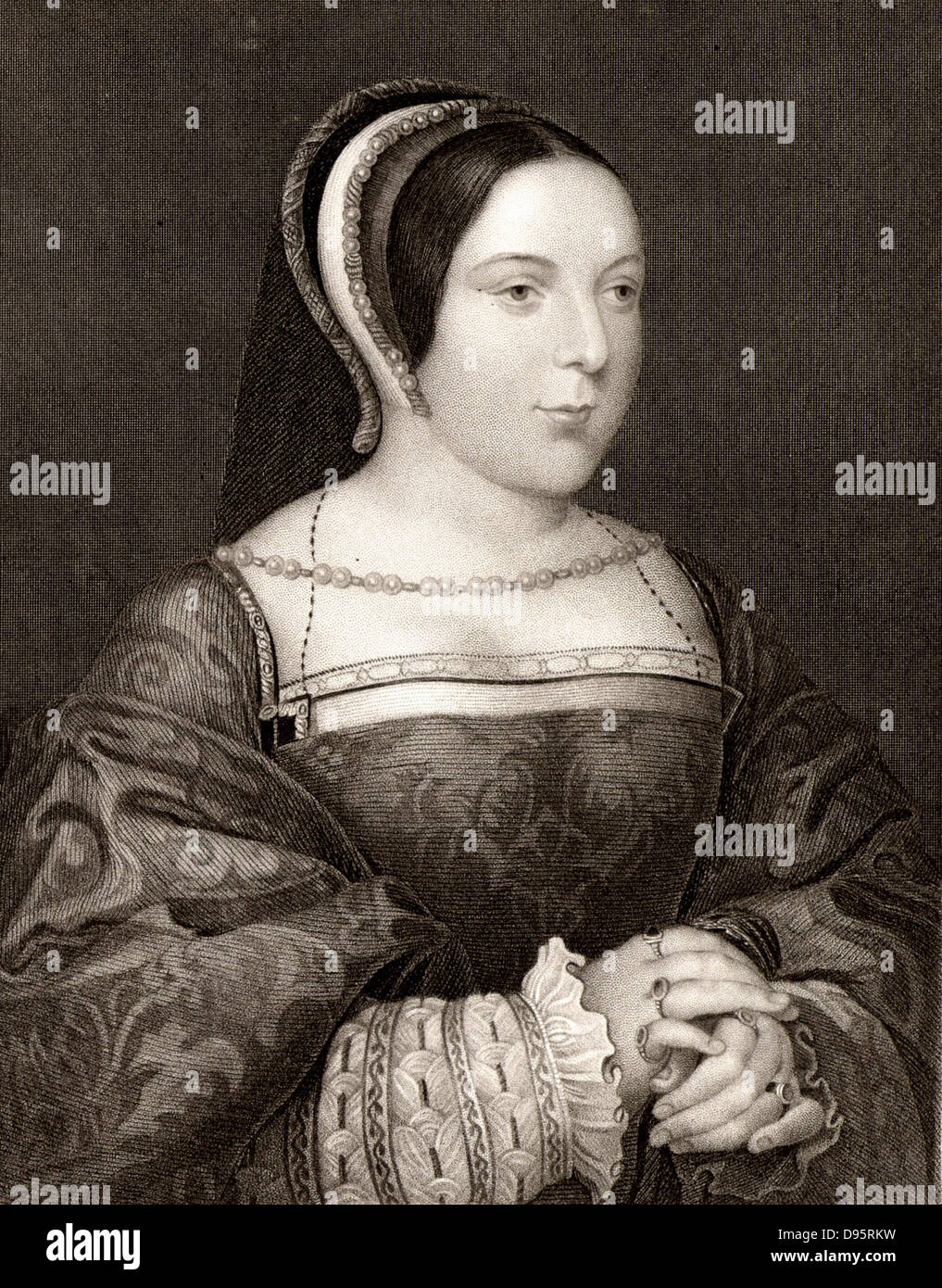 Margaret Tudor (1489-1541) Königin von Schottland; Tochter von Heinrich VII. von England. Heiratete James IV. von Schottland im Jahr 1503. Gravur nach Portrait von Holbein. Stockfoto