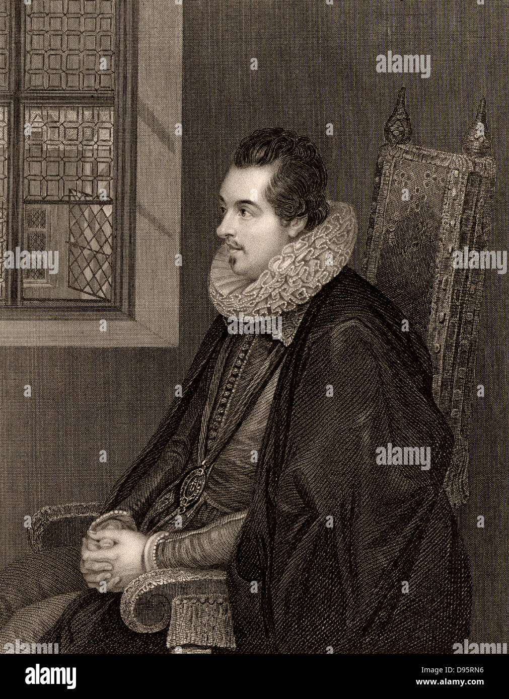 Charles Blount, Earl of Devonshire, 8. Baron Mountjoy (1563-1606), englischer Höfling und Soldat.  Gravur. Stockfoto