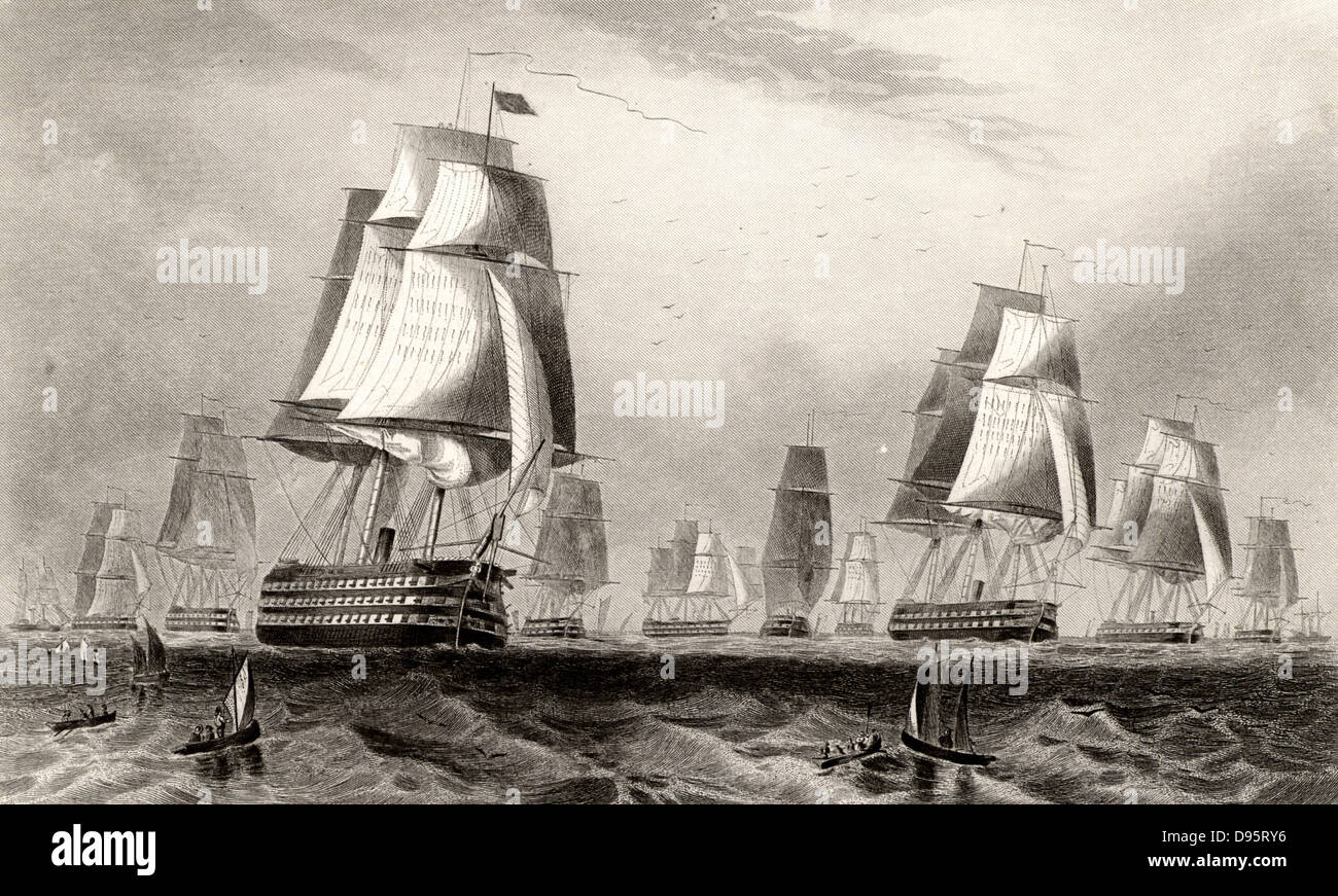 Krim (Russisch-türkischen Krieg 1853-1856). Die britische Flotte in der Ostsee. Gravur c 1860. Versand. Naval. Segeln. Übergangszeit Schiff. Stockfoto