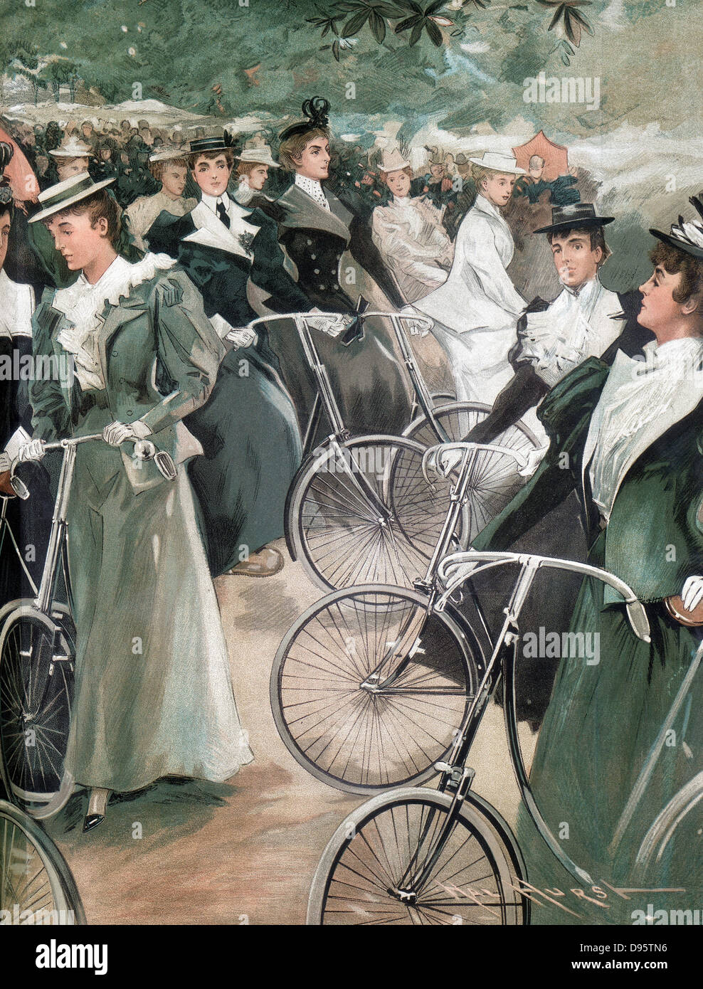 Die Damen der Gesellschaft Radfahren im Hyde Park, London. Von "Vanity Fair" London Juni 1896 Stockfoto