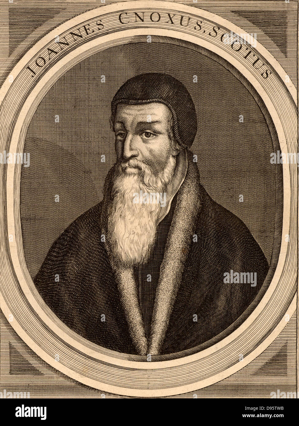 Schottische protestantische (calvinistische) Reformator John Knox (1505-1572). Kupferstich aus dem 18. Jahrhundert. Stockfoto