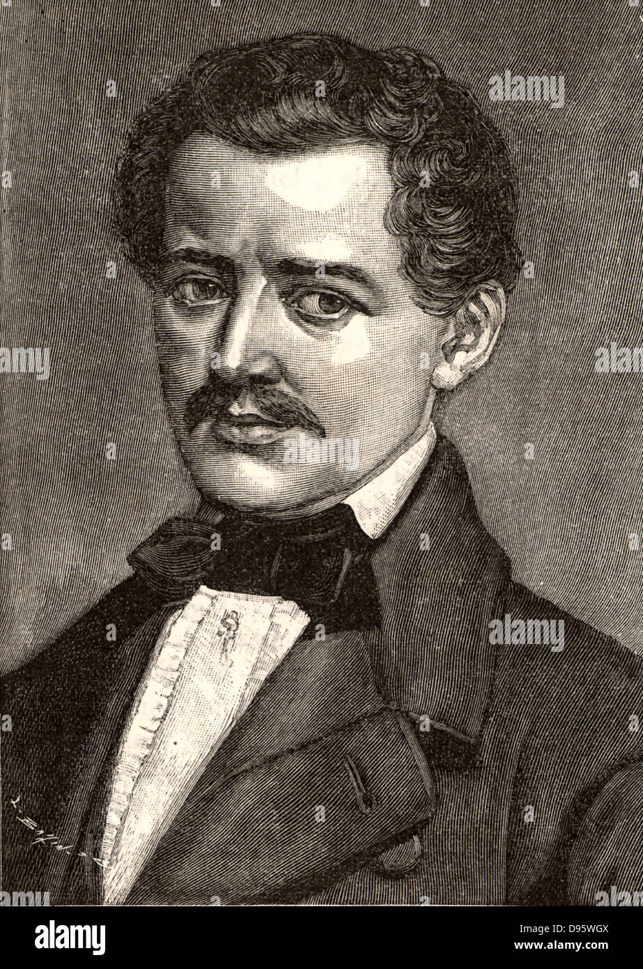 Johann Strauss der Ältere (1804-1849), österreichischer Violinist, Dirigent und Komponist, geboren in Wien. Er komponierte zahlreiche Walzer, aber sein Sohn Johann der Jüngere übertraf ihn. Gravur von "Le Journal de La Jeunesse" (Paris, 1893). Stockfoto