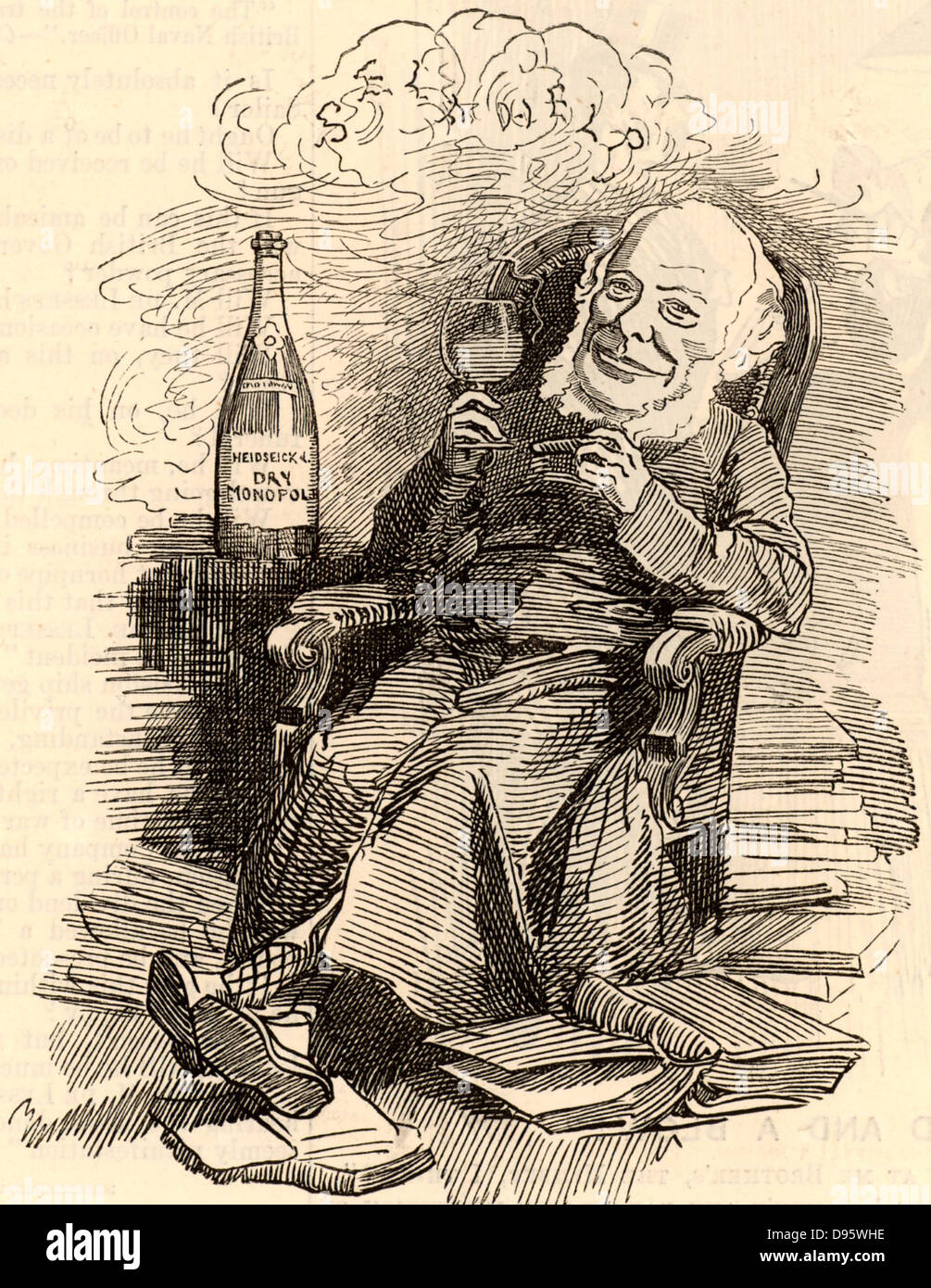Samuel Smiles (1812-1904) schottischer Autor und Mitkämpfer für politische Reformen, geboren in Haddington. Er studierte Medizin an der Universität Edinburgh. Herausgeber der "Leeds Zeiten" (1838-1845). Thema der 'Selbst-Hilfe' (1859) und von Biographien, insbesondere von Ingenieuren. Cartoon von Edward Linley Sambourne in der Punch Fancy Porträts aus der Serie 'Lochen' (London, 21. Juli 1883). Stockfoto