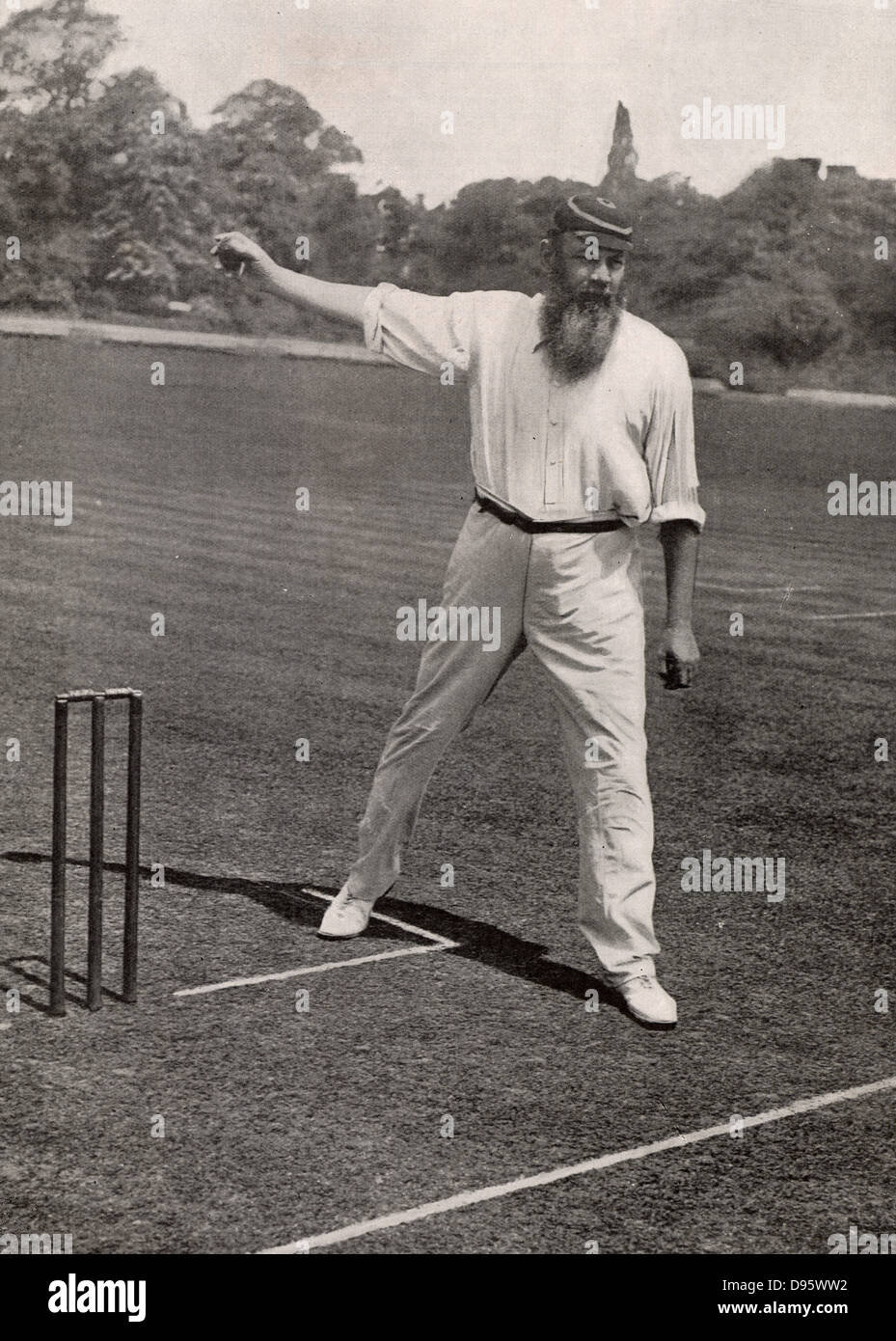 William Gilbert ('W G') Grace (1848-1915) Englisch erstklassige cricketer und Arzt, bei Downend in der Nähe von Bristol geboren. Seine Karriere dauerte von 1864-1908. Halbton aus einem Foto. Von der "tatler" (London, August 1901). Stockfoto