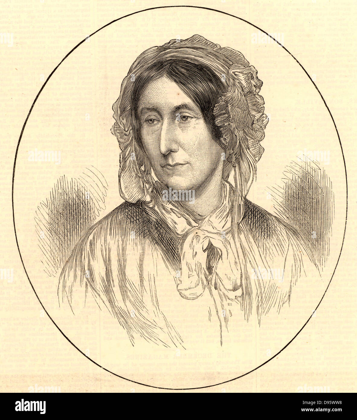 Mary Somerville (Fairfax geboren) (1780-1872), Schottischer wissenschaftlichen Schriftsteller, in Stettin geboren. Nachdem sie im Jahre 1807 verwitwet war, hatte sie die Möglichkeit, mit der Mathematik, der Astronomie und ihrem zweiten Ehemann, den sie 1812 heiratete Studie ermutigt, ihre intellektuellen Beschäftigungen. Ihre Übersetzung von 'Mecanique Celeste' von Pierre Laplace, veröffentlicht als "Der Mechanismus des Himmels" (1831) ihr Ruhm gebracht. Shw unterstützt die Ausbildung von Mädchen und Frauen und Emanzipation, und Somerville College, Oxford University, wurde für Ihr (1879) benannt. Gravur von "Illustrated London News" (London, 14. Dezember 1872). Stockfoto