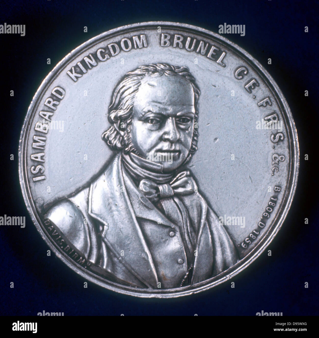 Isambard Kingdom Brunel (1806-1859) Englisch zivil- und Maschinenbauer. Von der Vorderseite der Medaille zum Gedenken an sein Schiff Great Eastern. Stockfoto
