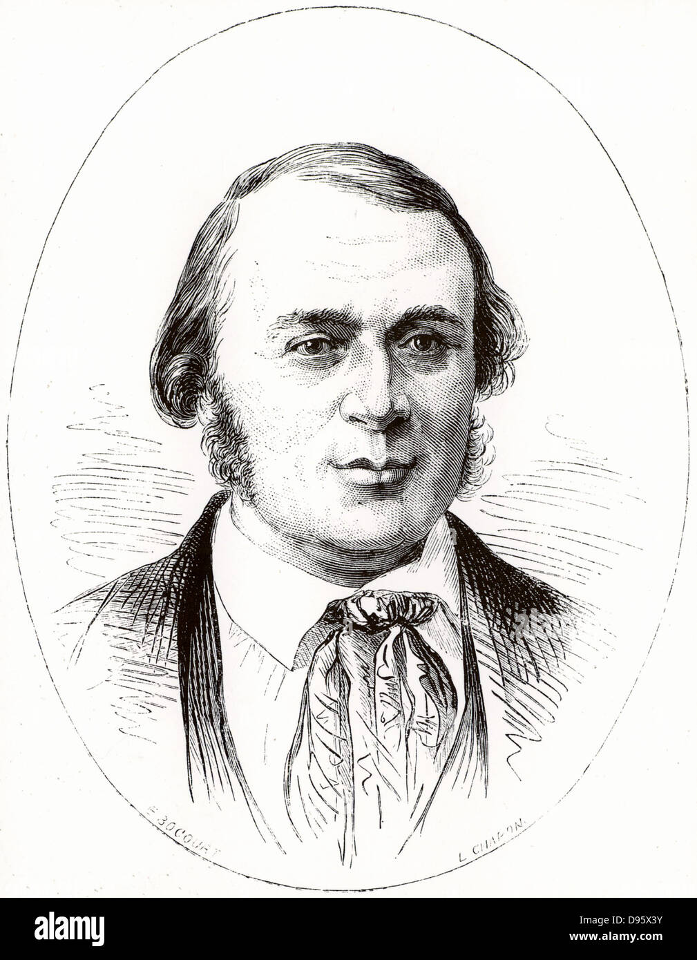 (Jean) Louis (Rodolphe) Agassiz (1807-1873) Swiss-born American Naturalist und Glaziologe am Alter von 40. Gravur von "La Nature" (Paris, 1874). Stockfoto
