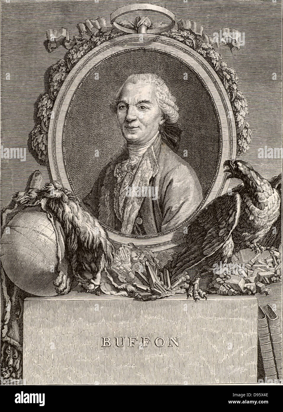 Georges-Louis Leclerc, Comte de Buffon (1707-88), französischer Naturforscher; Autor der 44 Band'Histoire Naturelle" 1749-67. Achtzehnten Jahrhundert Gravur. Stockfoto
