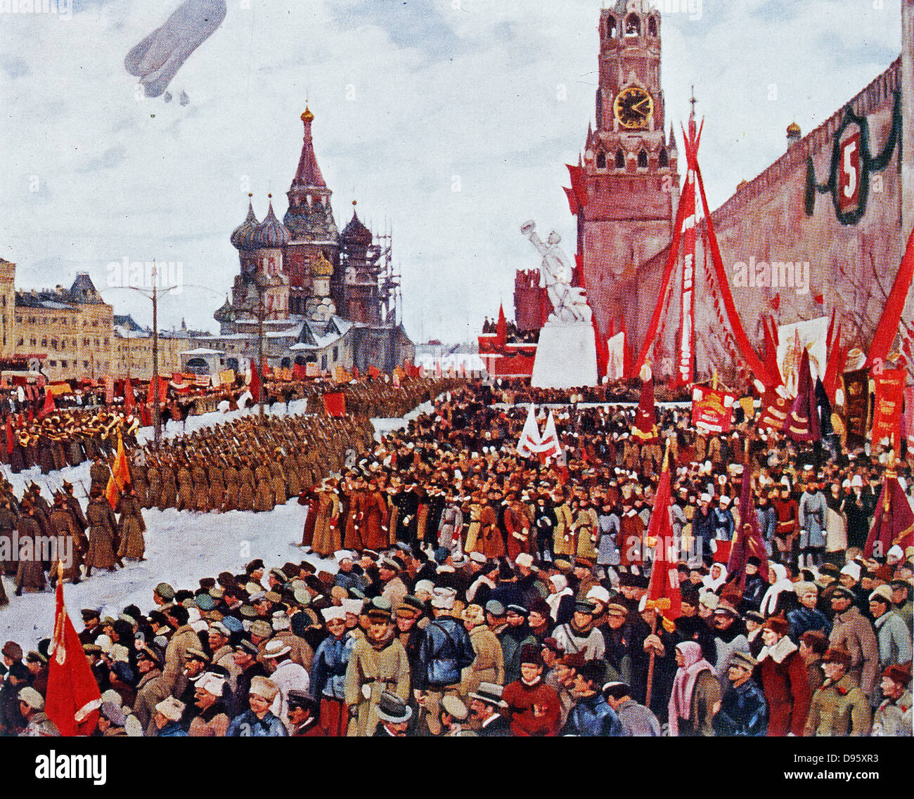 Rote Armee Parade, Moskau, 1923. Nach dem Gemälde von Konstantin Youon. Russisch. Stockfoto