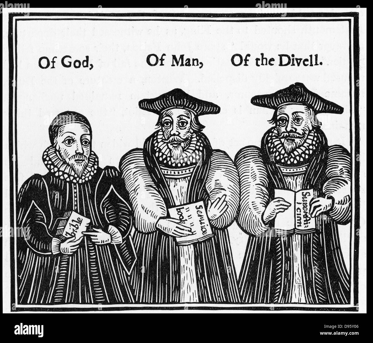 Puritan Satire in William Laud (1573-1645), Erzbischof von Canterbury von 1633, religiösen Berater von Charles I. verfolgt die Puritaner, versuchte anglikanischen Liturgie über die Presbyterianische Kirche in Schottland zu zwingen, und legte neue Kanones der Laudian Kirche. Stockfoto