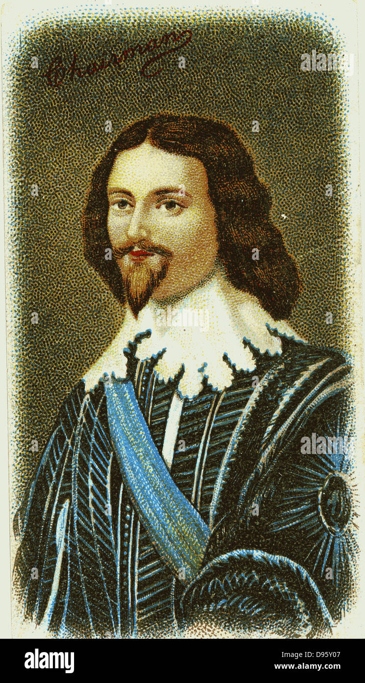 Lst George Villiers, Herzog von Buckingham (1592-1628), englischer Staatsmann. Liebling von Jakob I. und Karl I. ermordet wurde von John felton. Chromolithograph nach dem Porträt von Gerard von Honthorst. Stockfoto