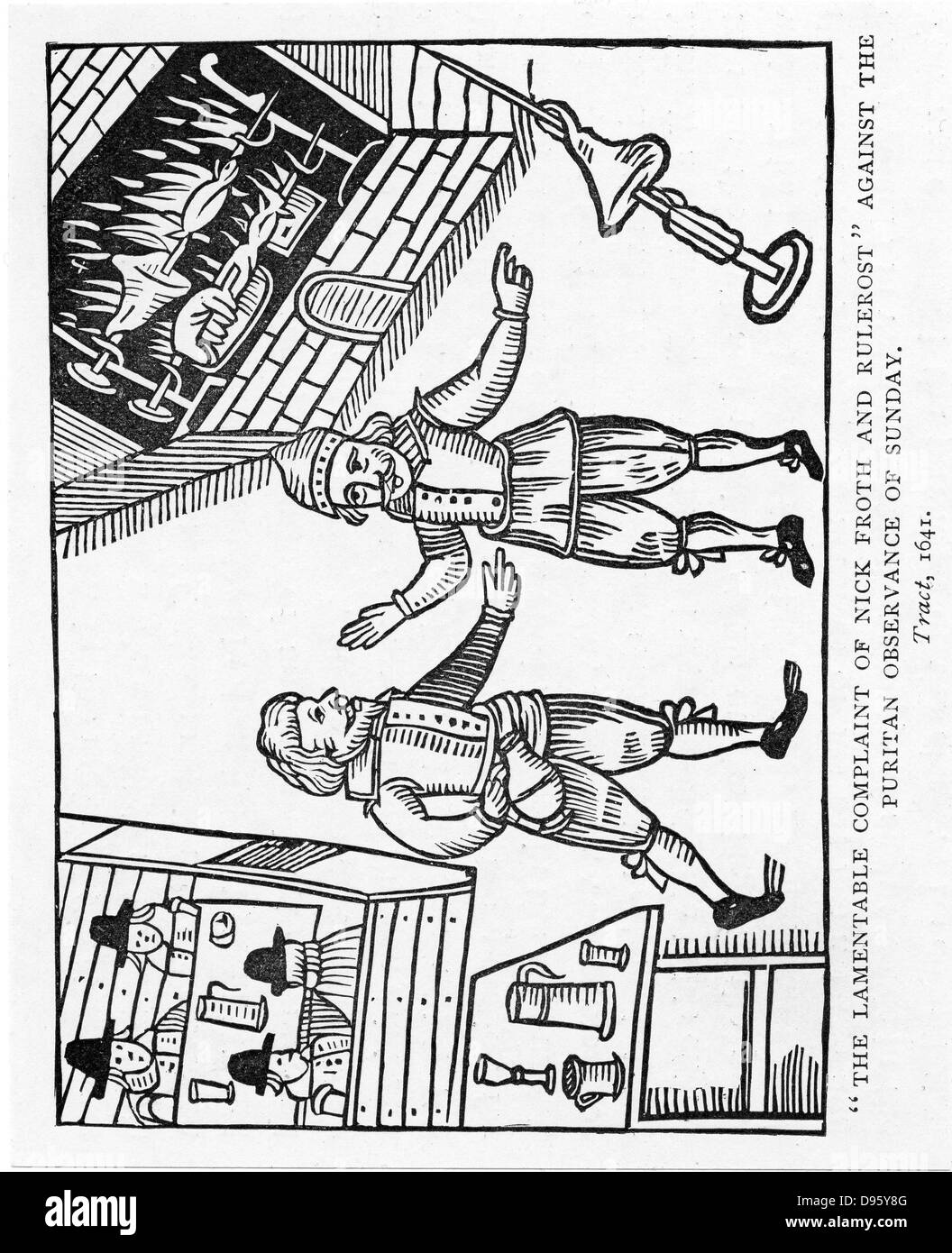 Die bedauerliche Beschwerde von Nick Schaum und Rulerost'. Innkeeper gerügt für nicht die Beobachtung des Sabbats. Von einer Fläche von 1641. In diesem Jahr der Puritanischen britischen Unterhaus verboten Schlemmen, lustbarkeiten und die Öffnung der Tavernen am Sonntag. Stockfoto