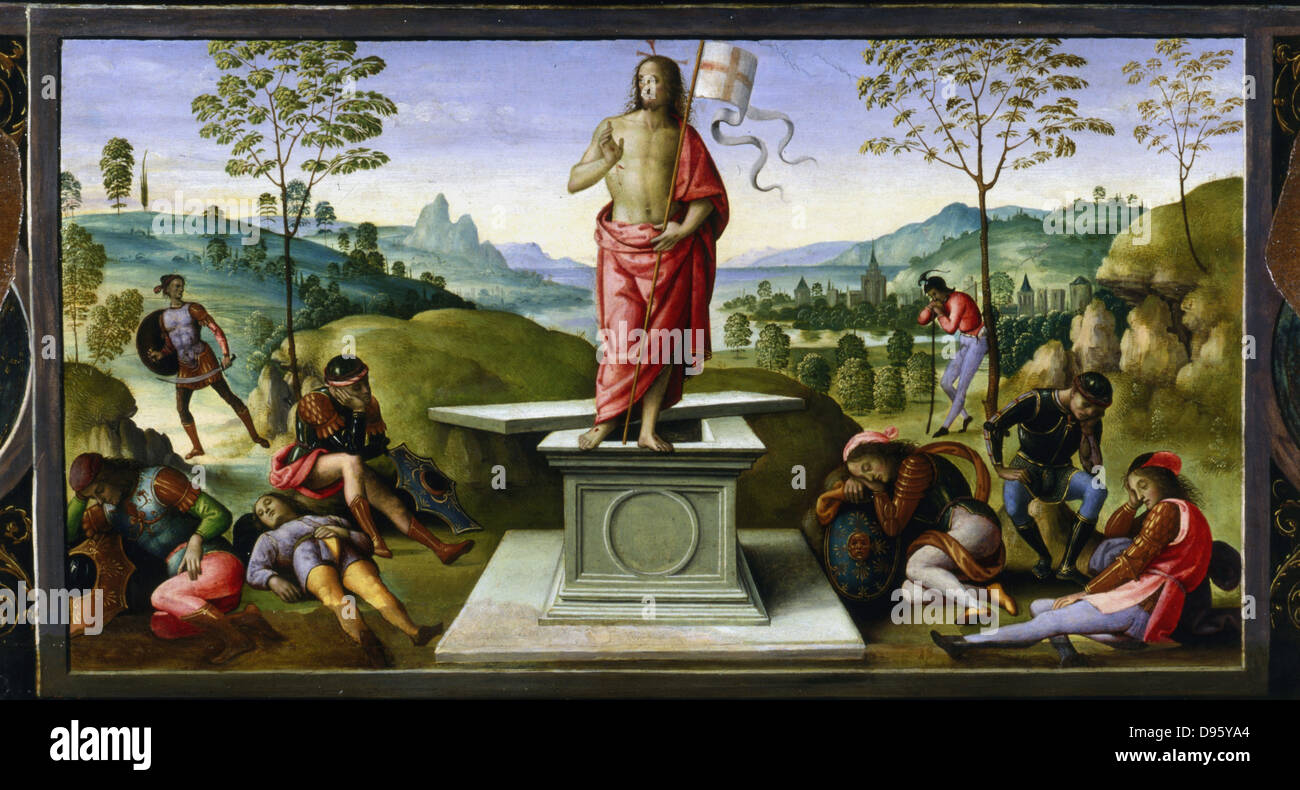 Die Auferstehung Christi. 1495. Perugino (Pietro di Cristoforo Vannucci-c 1450-1523). Italienische Künstler. Musée des Beaux Arts, Rouen Stockfoto