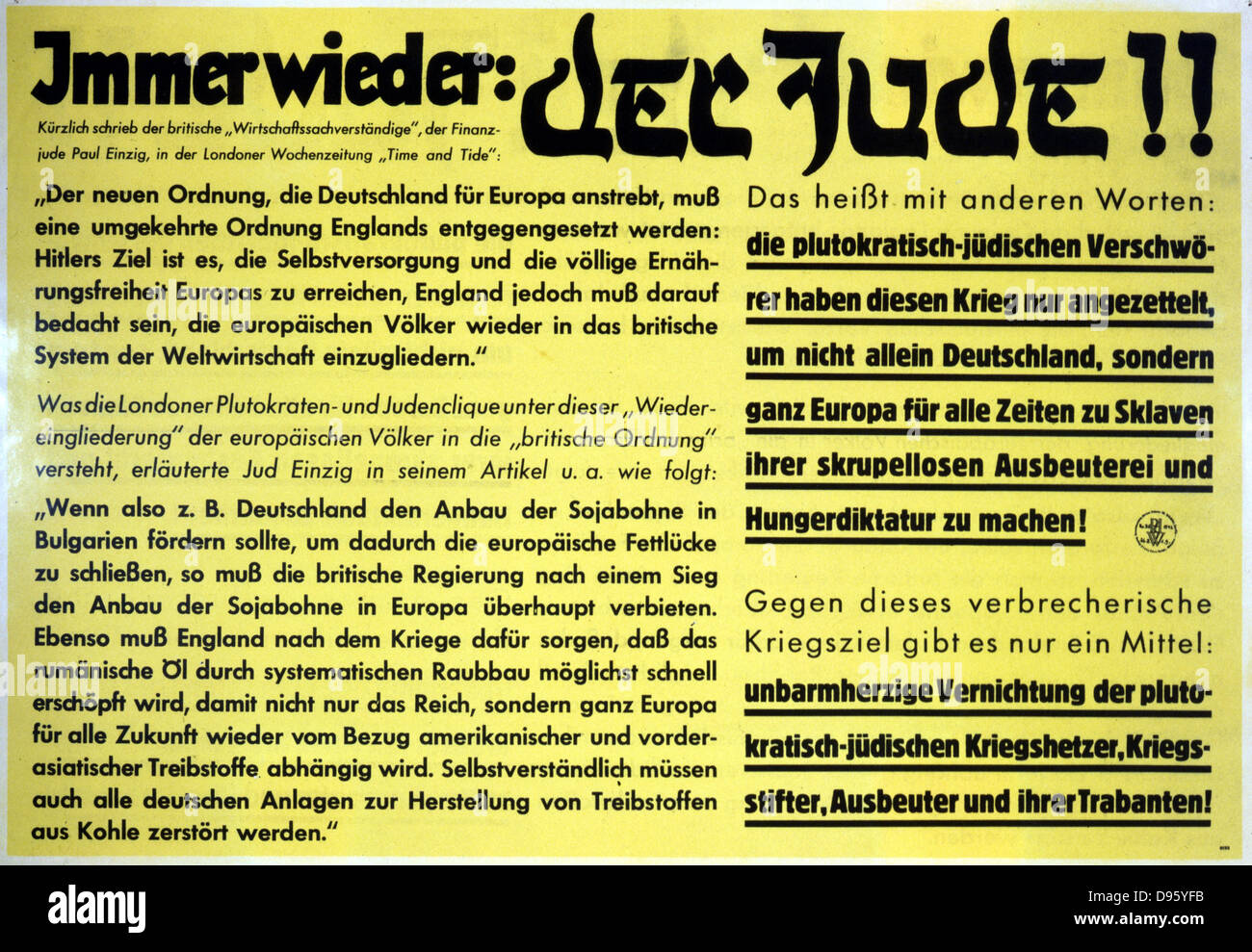 Deutschen Wort Krieg 2 anti-Semitic Propaganda-Broschüre Stockfoto